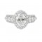14Kt White Gold Semi Mount 1 1/4Ctw For 2Ctw Oval Center