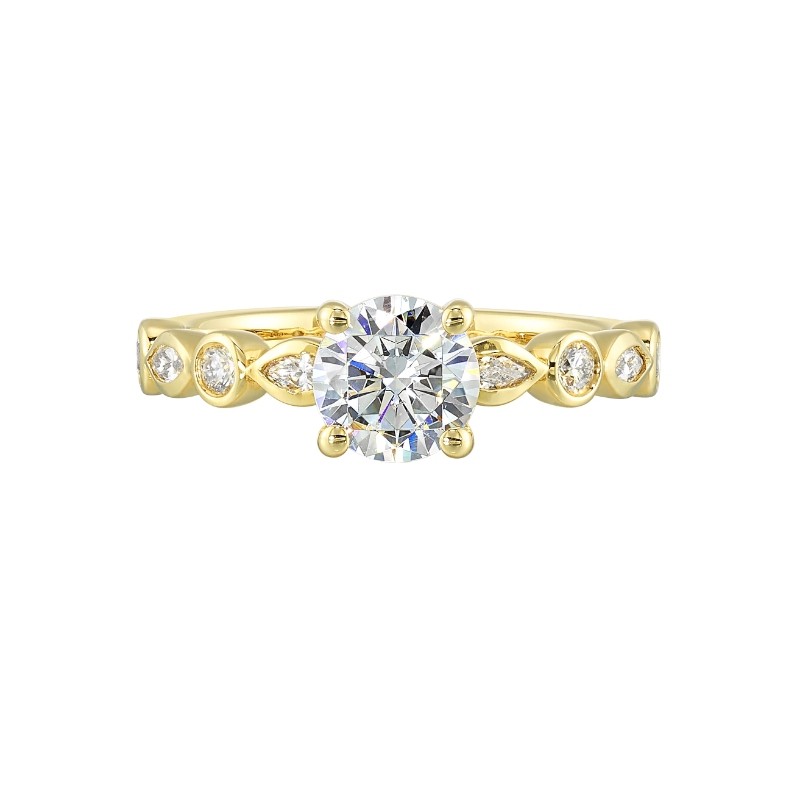 14Kt Yellow Gold Semi Mount 1/3Ctw For 1Ctw Round Center