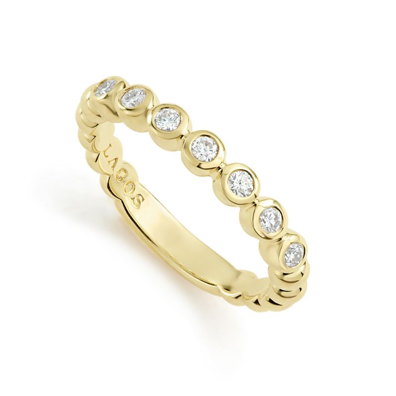 LAGOS Caviar Gold Diamond Stacking Ring - 001-130-03024